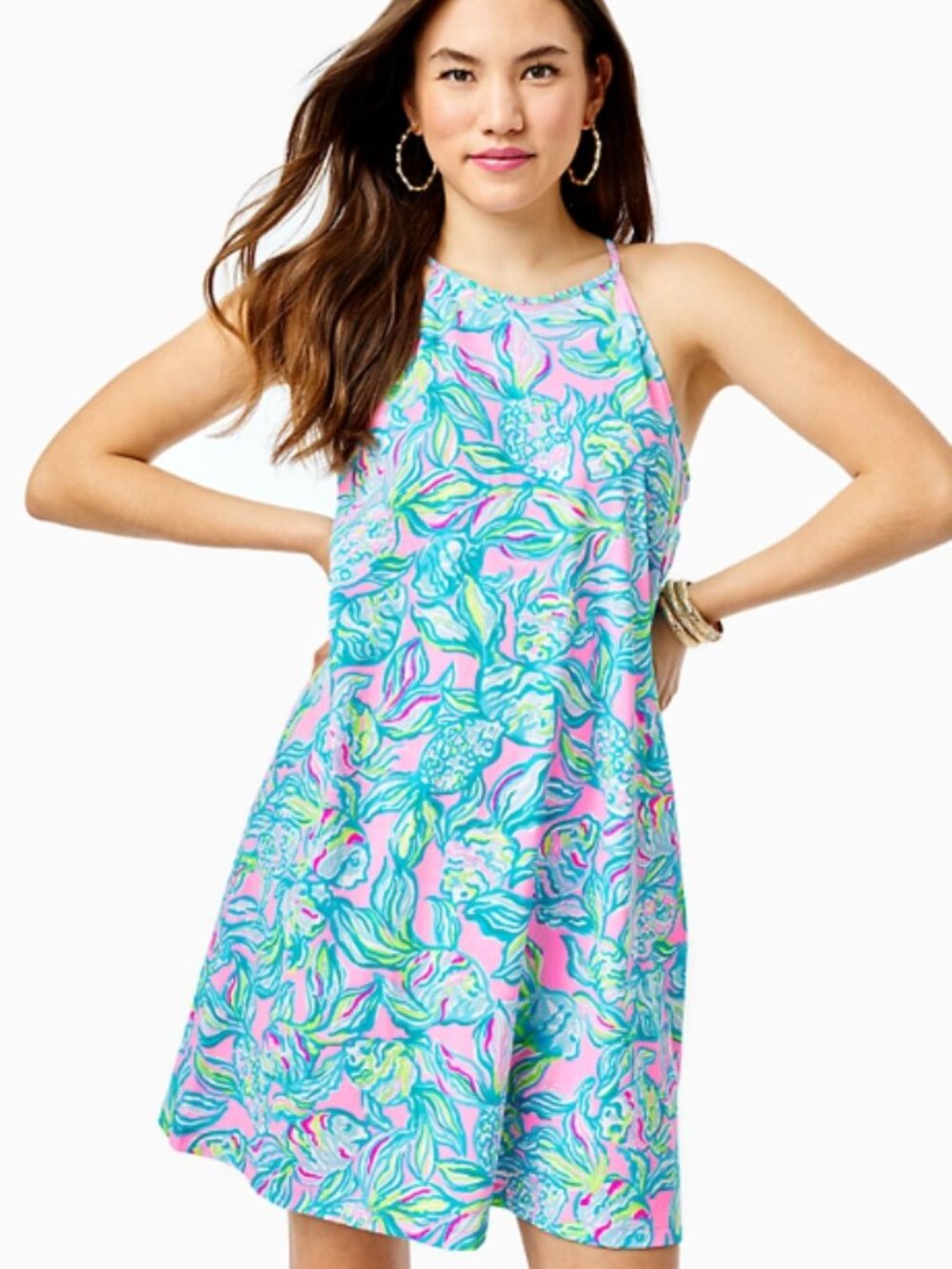NWT Lilly Pulitzer Margot Fished My Wish Koi Blue/Pink Swing Mini Dress Size XL